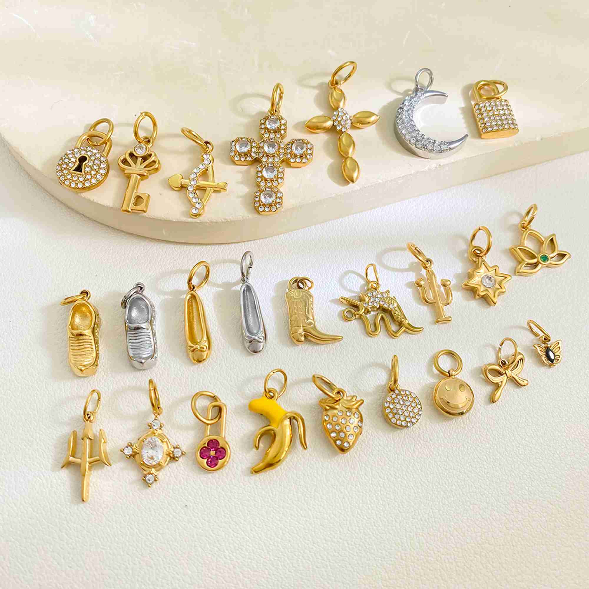 Heart Lock Key Cross Unicorn Pendants for DIY Necklace Bracelet Hypoallergenic Stainless Steel Charms Wholesale