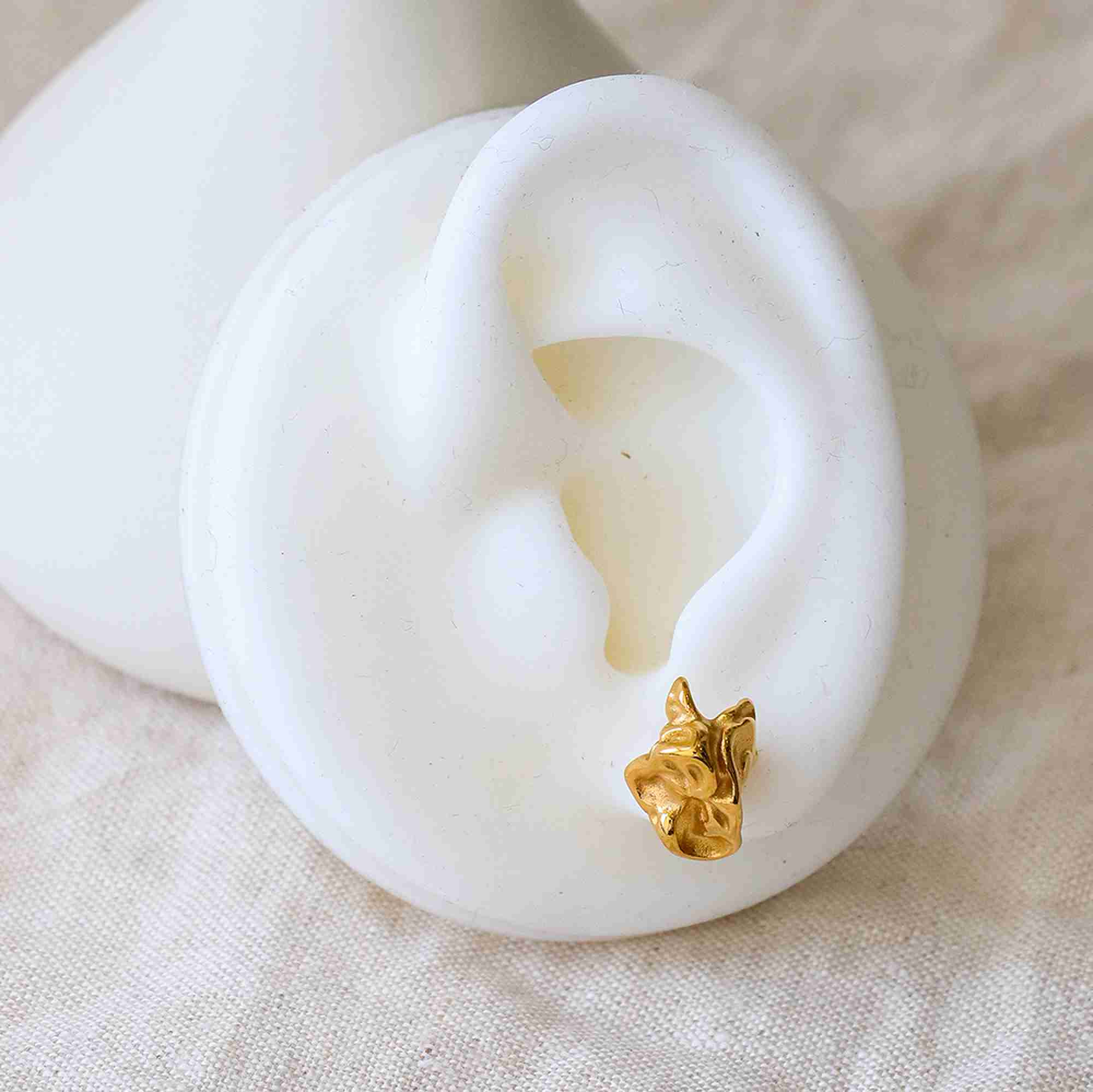 Crinkled Irregular Liquid Metal Texture Stud Earrings for Women Waterproof Gold Plated Stainless Steel Earrings Wholesale - Image 2