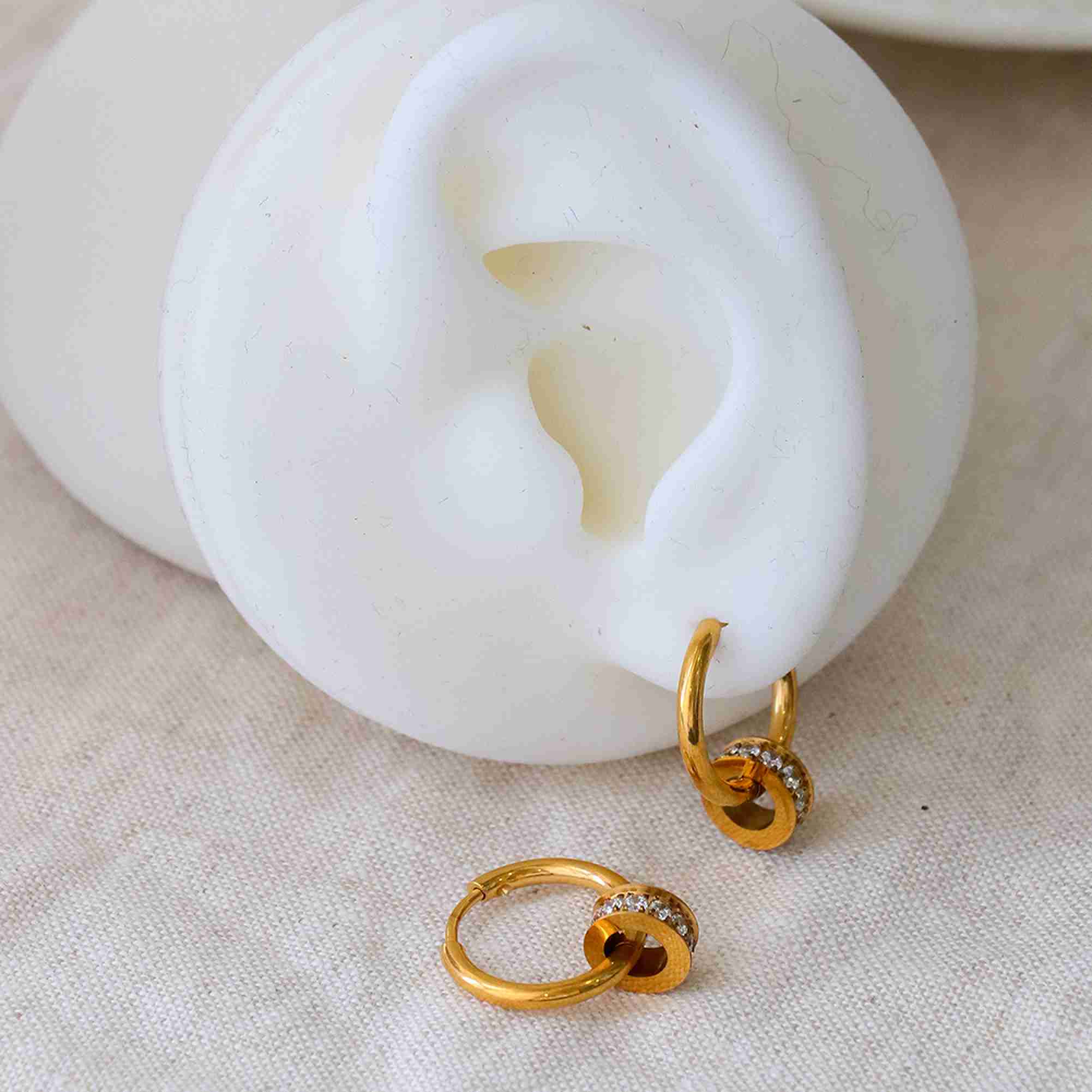 Dainty CZ Charm Drop Earrings for Women Waterproof Tarnish Free Jewelry Gold Plated Stainless Steel Earrings Wholesale - Image 3