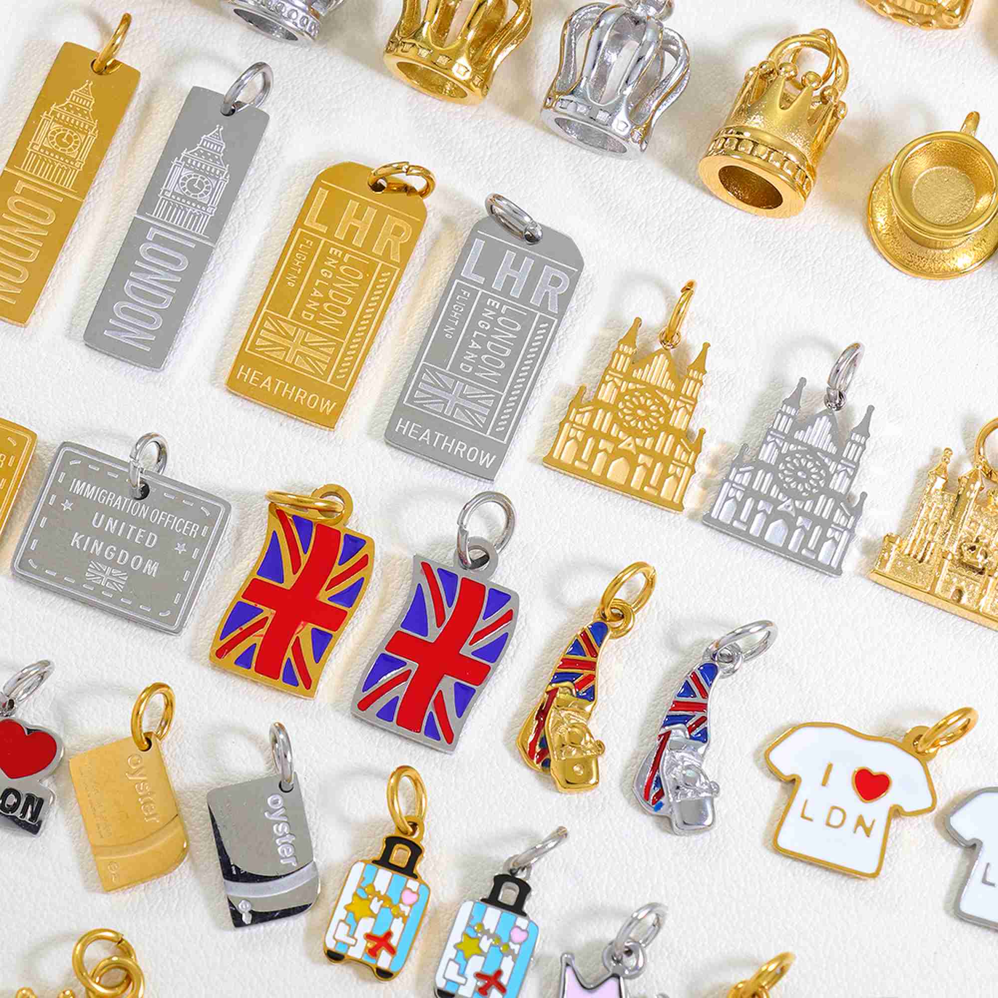 UK British Theme Charms London Bus Big Ben Crown Flag Pendant for DIY Jewelry Making Waterproof Stainless Steel Charms Wholesale - Image 3