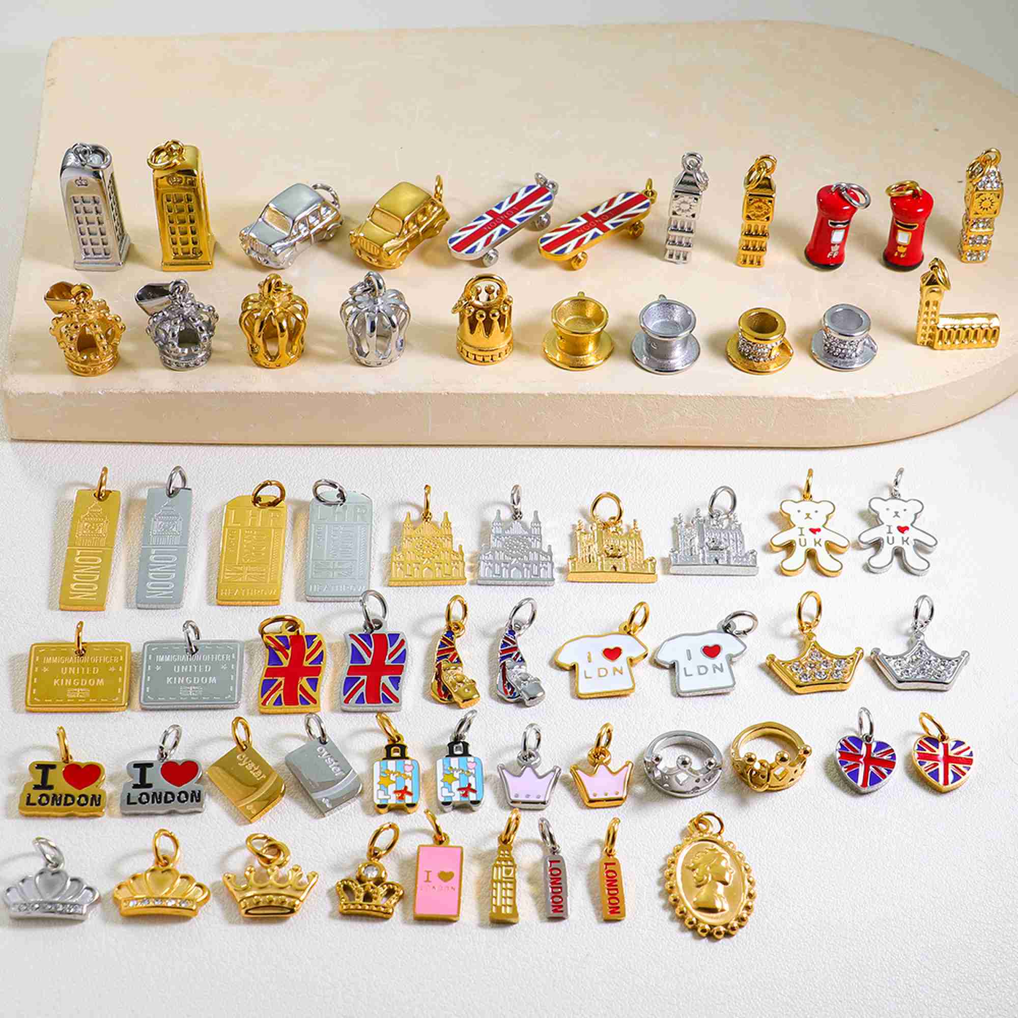 UK British Theme Charms London Bus Big Ben Crown Flag Pendant for DIY Jewelry Making Waterproof Stainless Steel Charms Wholesale - Image 2