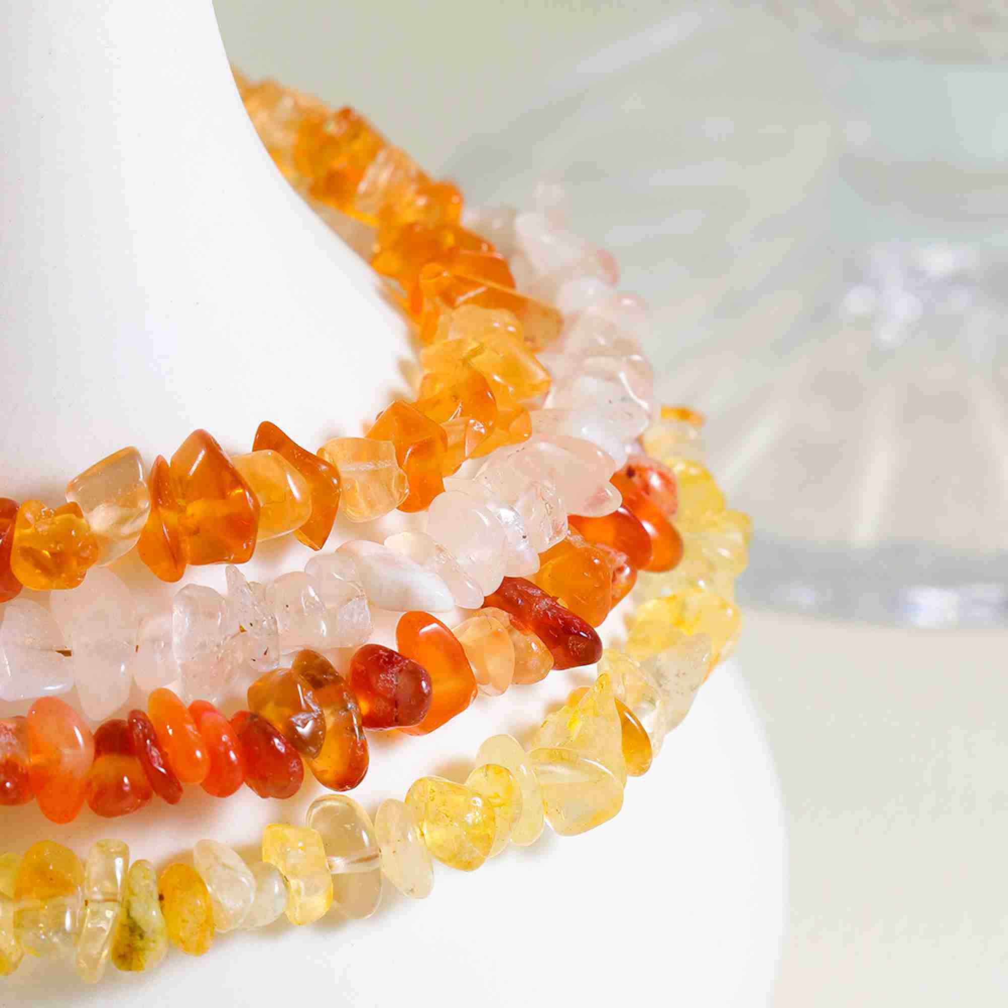 Natural Gemstone Chip Bracelet for Women Citrine Amber Quartz Carnelian Stone Stackable Bangle Jewelry Set - Image 3