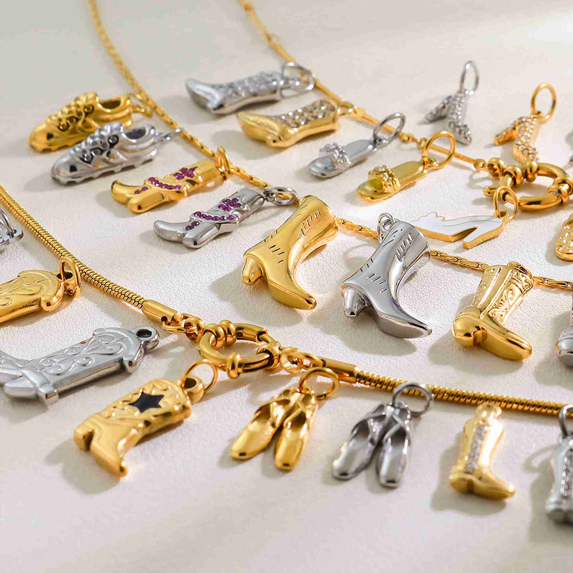 Stainless Steel Shoes Boots Pendant Necklace Bracelet Pendant DIY Jewelry Pendant Accessories Stainless Steel Charms Wholesale - Image 2
